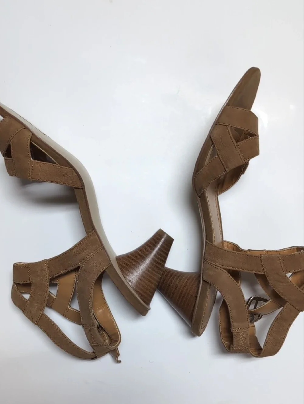 Nine West Tan Suede Strappy Heeled Sandals